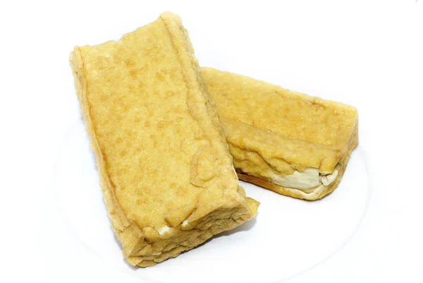 Żółty Tofu Tle Powrót Wegetariański — Zdjęcie stockowe