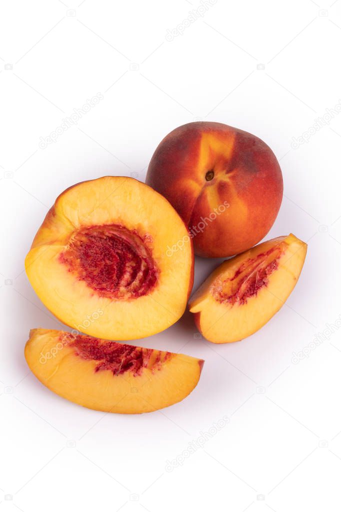 two fruits of a peach nectarine subspecies with a smooth peel li