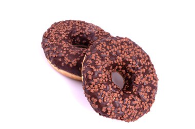 Ortasında delik olan donut şeklinde çikolatalı çörekler göz kamaştırıcıdır.