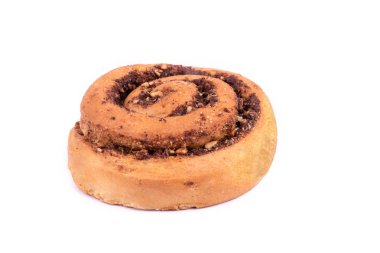 Bir rulo ekmeğin spiral şeklinde yakın plan görüntüsü. 