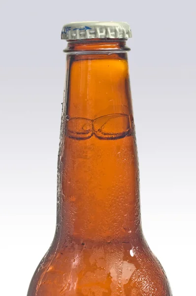 Garrafa Cerveja Perto Pescoço Topo — Fotografia de Stock