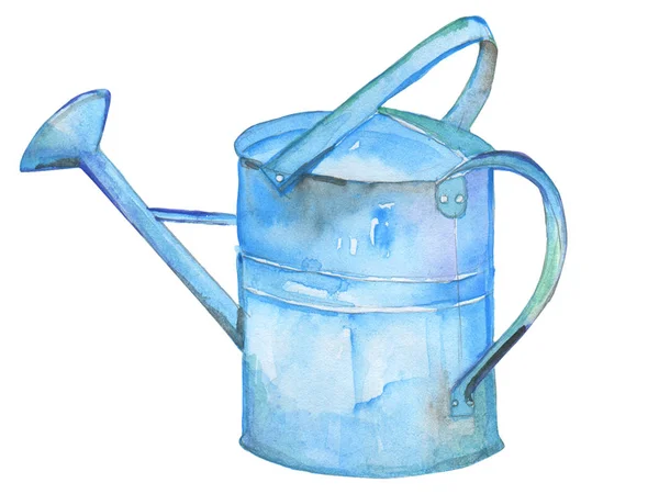 Handpainted Watercolor Vintage Watering Can — Stock Photo, Image