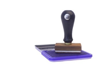 sayı damga ile izole beyaz arka plan boşluk office çalışma kaynağı aracı üzerinde mavi mürekkep