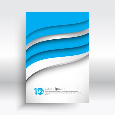 gri arka plan, vektör çizim üzerinde mavi, dalgalı çizgilerle dikey kartvizit