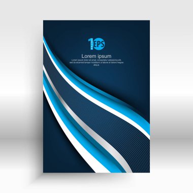 gri arka plan, vektör çizim üzerinde mavi, dalgalı çizgilerle dikey kartvizit