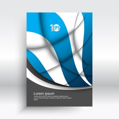 gri arka plan, vektör çizim üzerinde mavi, dalgalı çizgilerle dikey kartvizit