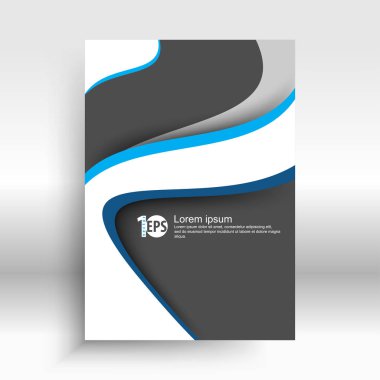 gri arka plan, vektör çizim üzerinde mavi, dalgalı çizgilerle dikey kartvizit