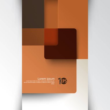 Soyut örtüşen kahverengi geometrik kareler, malzeme iş arka plan tasarımı, vektör çizim