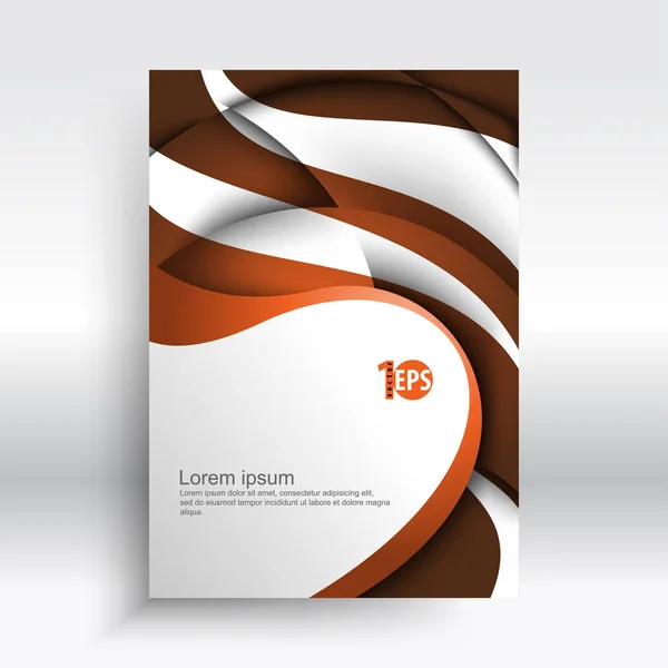 Design Brochura Negócios Com Linhas Onduladas Marrons Ilustração Vetorial — Vetor de Stock