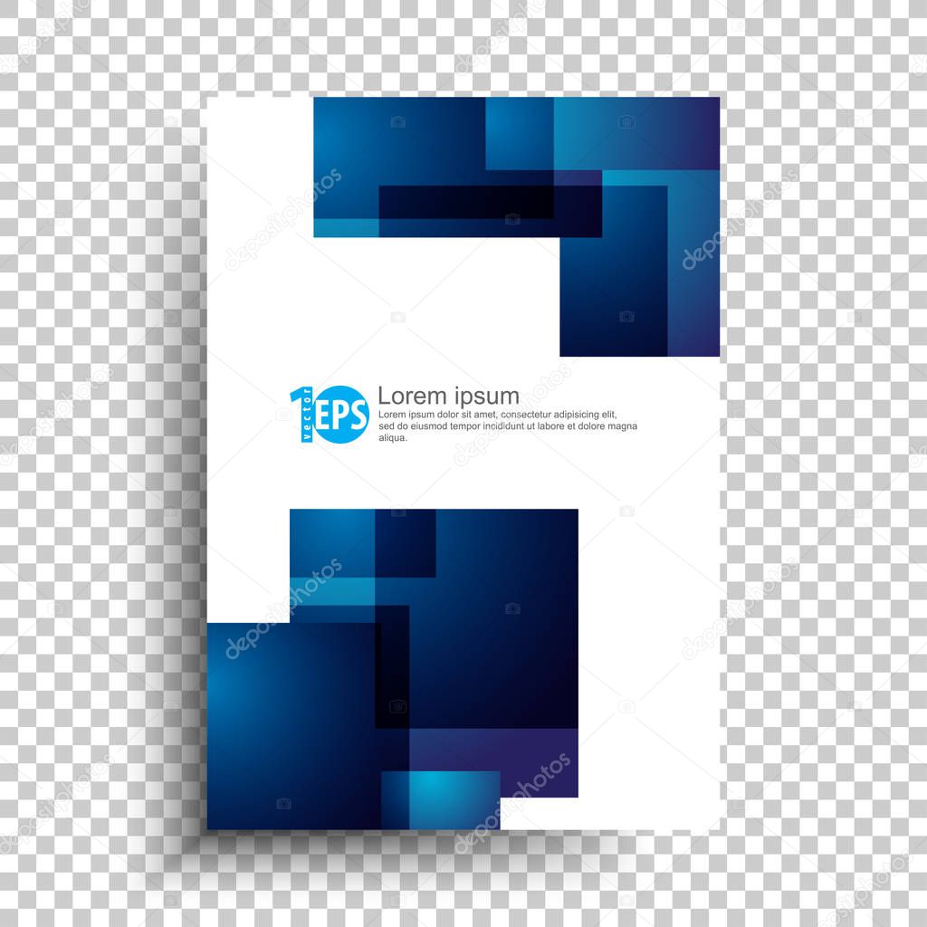 abstract overlapping blue geometric squares, material business background design, vector illustration