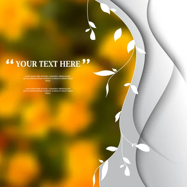 Bulanık doğal arka plan üzerinde beyaz branş şekli ile çiçek tasarım