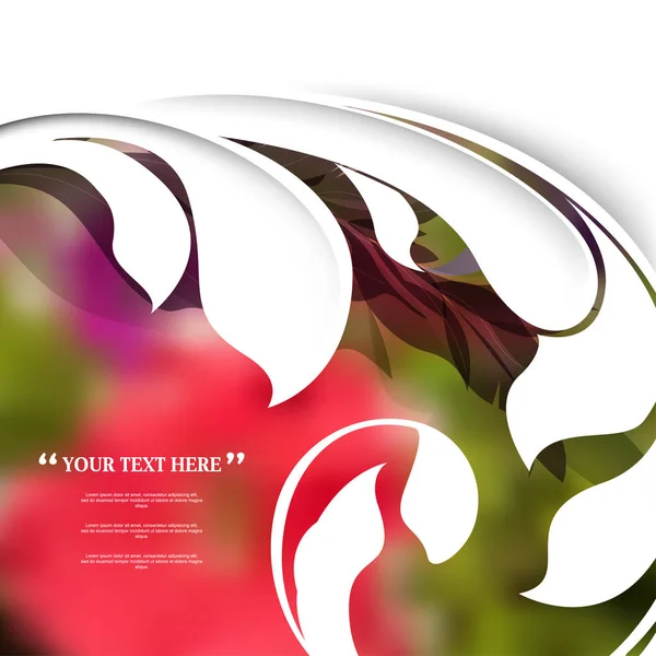 Bulanık doğal zemin üzerine beyaz branş şekli ile basit çiçek tasarım