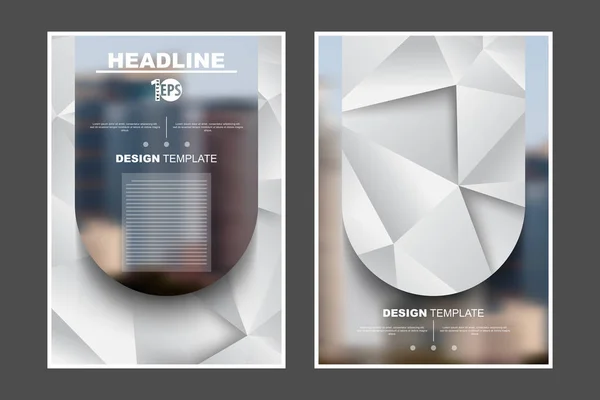 Soyut gri şekilleri ve bulanık binalar ile yapılan en az tarzı iş şablonları