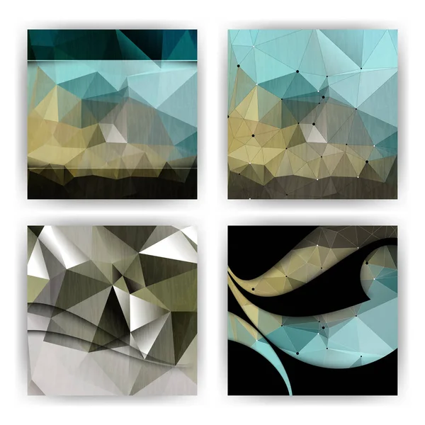 Kahverengi, mavi ve gri renklerde poligonal kapakları kümesi