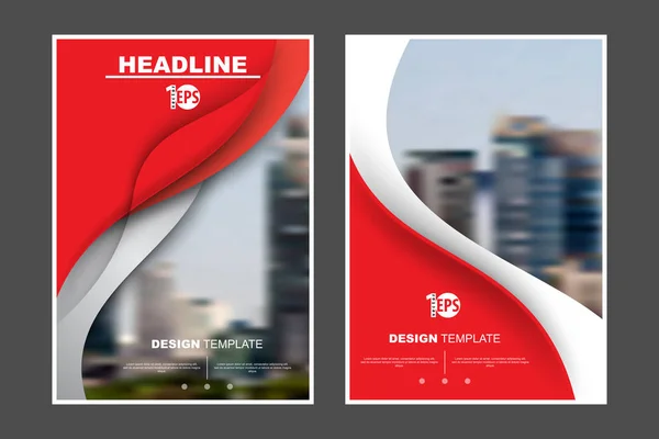 Dalgalı kırmızı ve beyaz bez ve bulanık binalar ile iş stil şablonları