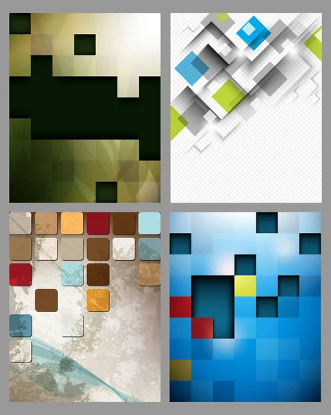 Négy Plakátok Négyzetek Minimális Pixel Grunge Stílus Jogdíjmentes Stock Illusztrációk