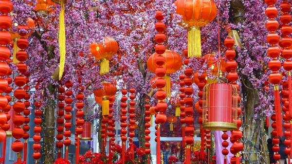 Chinese Red Lanterns Symbolic Religious Cultural Background Red Lanterns — Stock Photo, Image