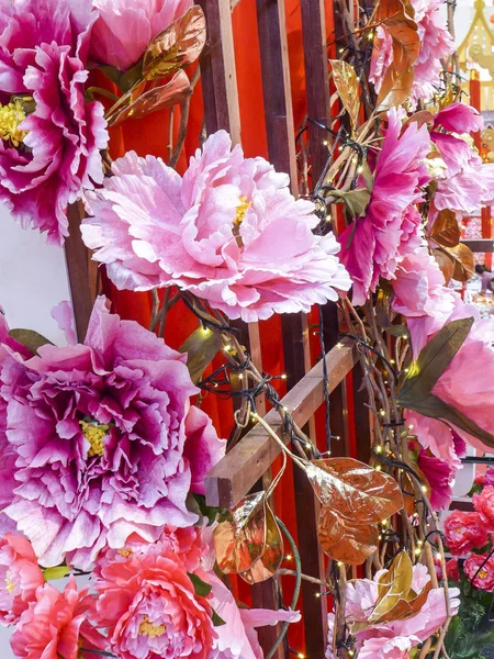 Ano Novo Chinês Com Grande Exibição Decorações Ornamento Festivo — Fotografia de Stock