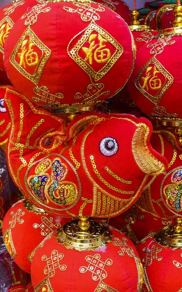 Lanternas Vermelhas Chinesas São Simbólicas Para Seu Fundo Religioso Cultural — Fotografia de Stock