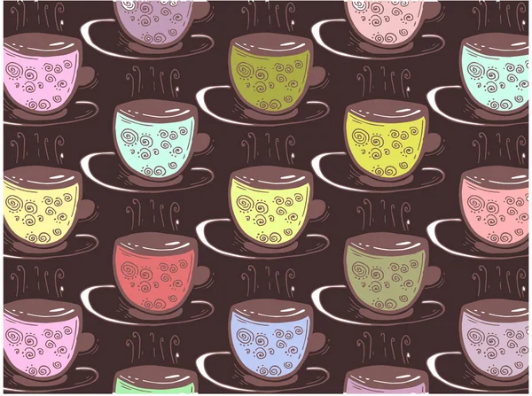 Tazas de té, hora del té sobre un fondo blanco — Vector de stock