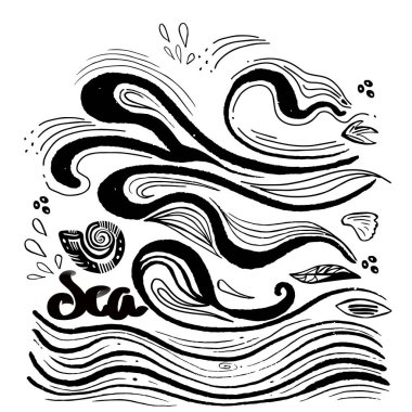 Deniz kabukları ve yosun ile