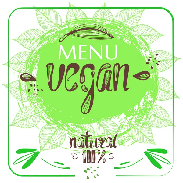 Menü vegane, natürliche Blätter. Folge 10 — Stockvektor