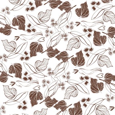 Yaprak lar ve çiçekler ile elle çizilmiş ıhlamur dalı