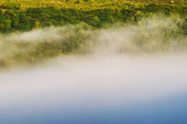 Άνοιξη Του Ομίχλη Πρωί Γραφικό Αυγή Φαράγγι Του Ποταμού — Φωτογραφία Αρχείου