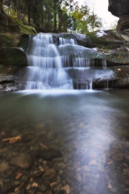 pitoresk şelale. Karpat Dağları'nda sonbahar şelale