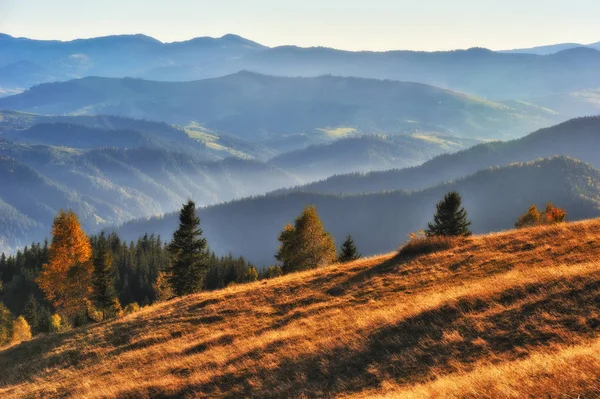Autumn Evening Carpathian Mountains Scenic Sunset — Stock Photo, Image
