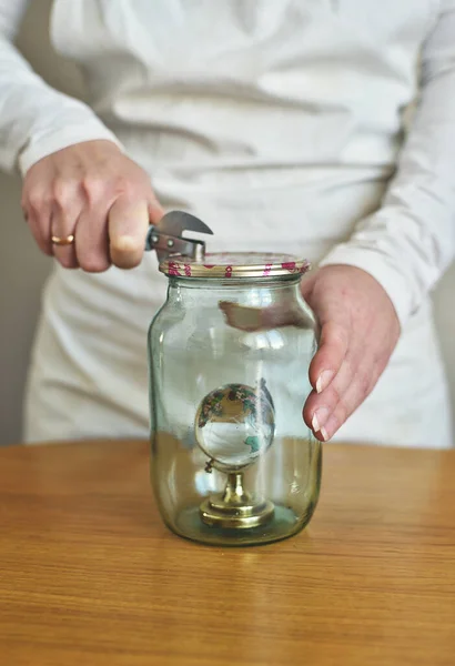 Small Globe Glass Jar — Stock Photo, Image