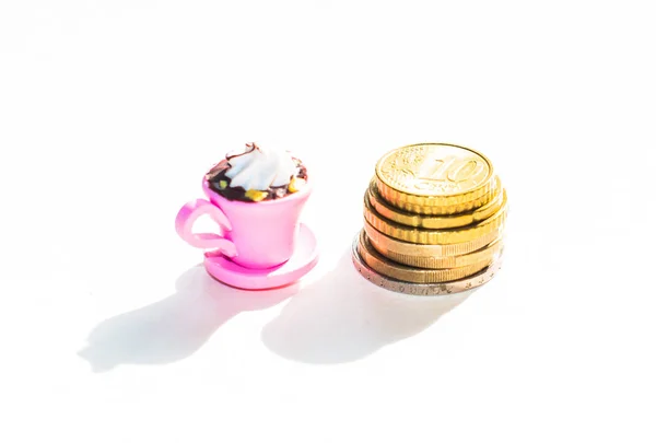 Cup Coffee Money Isolated — Stock Photo, Image