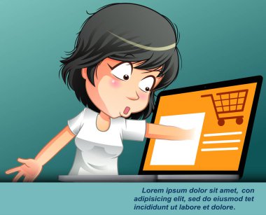 Karakter ile online alışveriş kavramları.