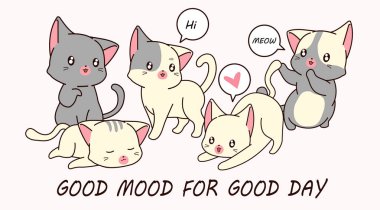 5 küçük kedi karakteri çizin.