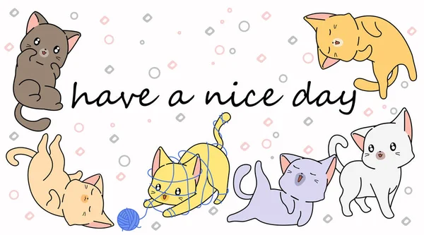 6 karikatür küçük kediler.