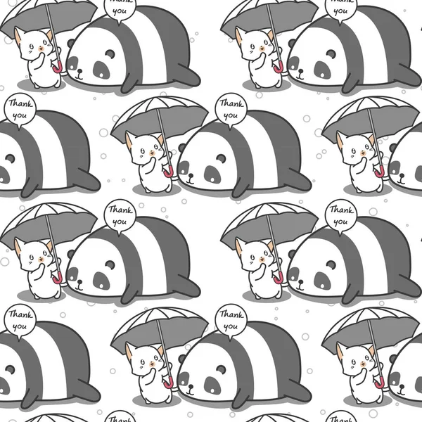 Chat Sans Couture Prend Soin Motif Panda — Image vectorielle