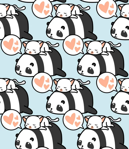 Padrão Panda Gato Sem Costura —  Vetores de Stock