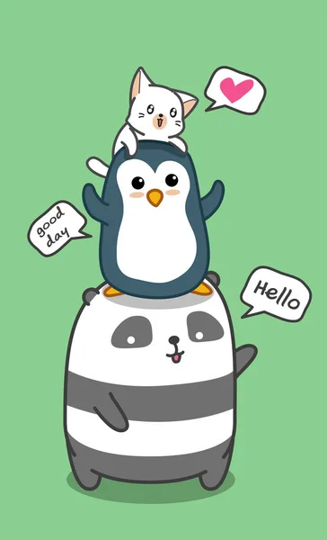 Naadloze Pinguïn Patroon Cartoon Stijl — Stockvector