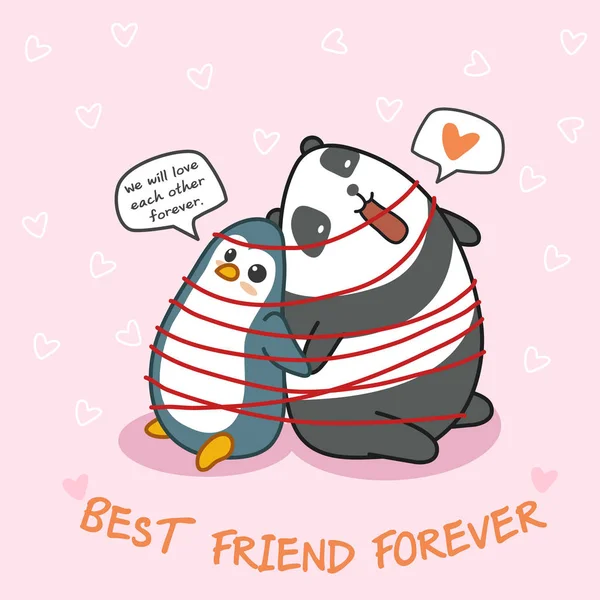 Penguen Panda Birbirlerine Dost — Stok Vektör