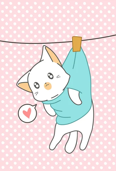 Küçük kedi karikatür tarzında asıldı.