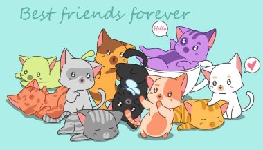 birçok küçük sevimli kediler.