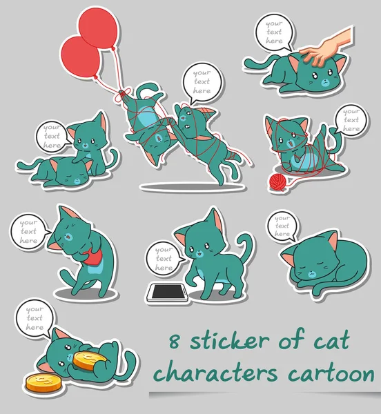 Pegatina Personajes Gato Dibujos Animados — Vector de stock