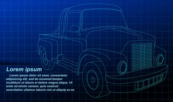 Vehicle Outline Blueprint Background — Stock Vector