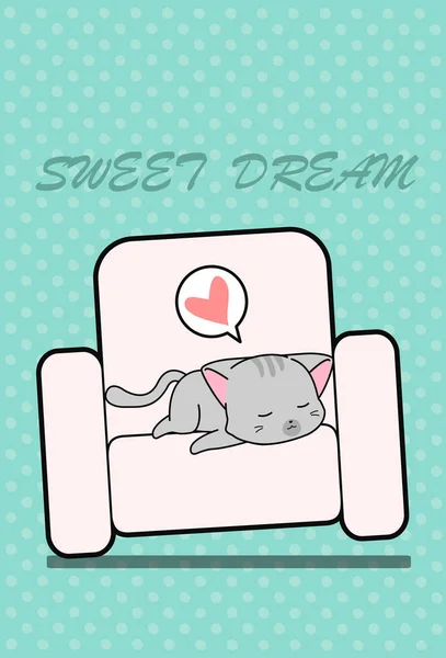 Durmiendo Gato Sofá Dibujos Animados Syle — Archivo Imágenes Vectoriales