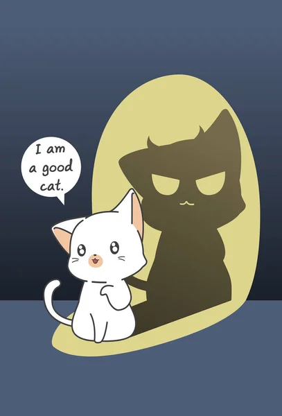 Katze Dunkler Seite Cartoon Stil — Stockvektor