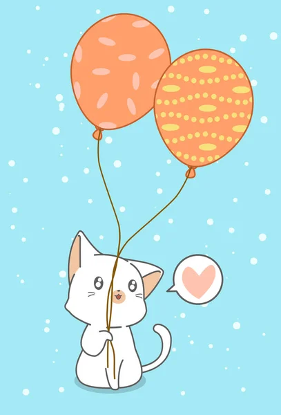 Cat Holding Balloons — Stock Vector