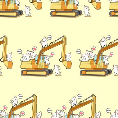 Sevimli kediler ve karikatür tarzında traktör