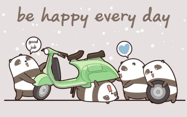 Kawaii mekanik pandalar çalışıyor