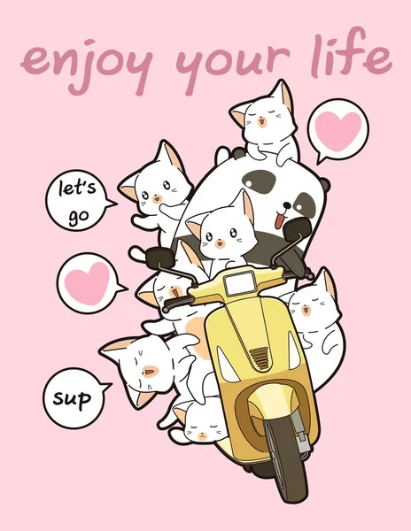 Kawaii panda arkadaşlarıyla motosiklet sürüyor