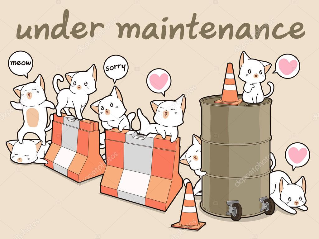 Kawaii cat characters with barriers